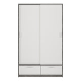 Wooden Wardrobe With 2 Sliding Doors And 2 Drawers - Line