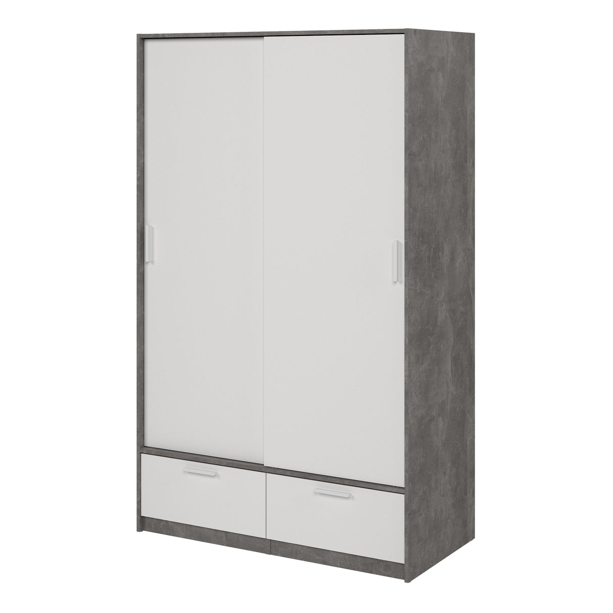 Wooden Wardrobe With 2 Sliding Doors And 2 Drawers - Line