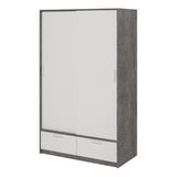 Wooden Wardrobe With 2 Sliding Doors And 2 Drawers - Line