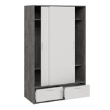 Wooden Wardrobe With 2 Sliding Doors And 2 Drawers - Line