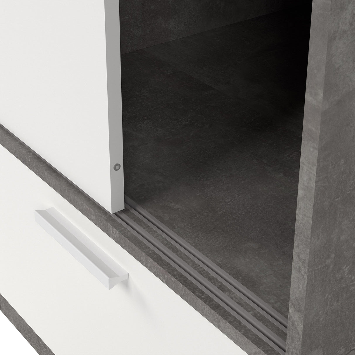 Wooden Wardrobe With 2 Sliding Doors And 2 Drawers - Line