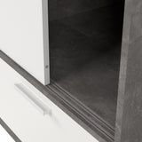 Wooden Wardrobe With 2 Sliding Doors And 2 Drawers - Line