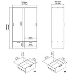 Wooden Wardrobe With 2 Sliding Doors And 2 Drawers - Line