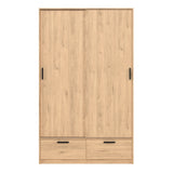 Wooden Wardrobe With 2 Sliding Doors And 2 Drawers - Line