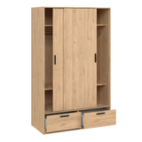 Wooden Wardrobe With 2 Sliding Doors And 2 Drawers - Line
