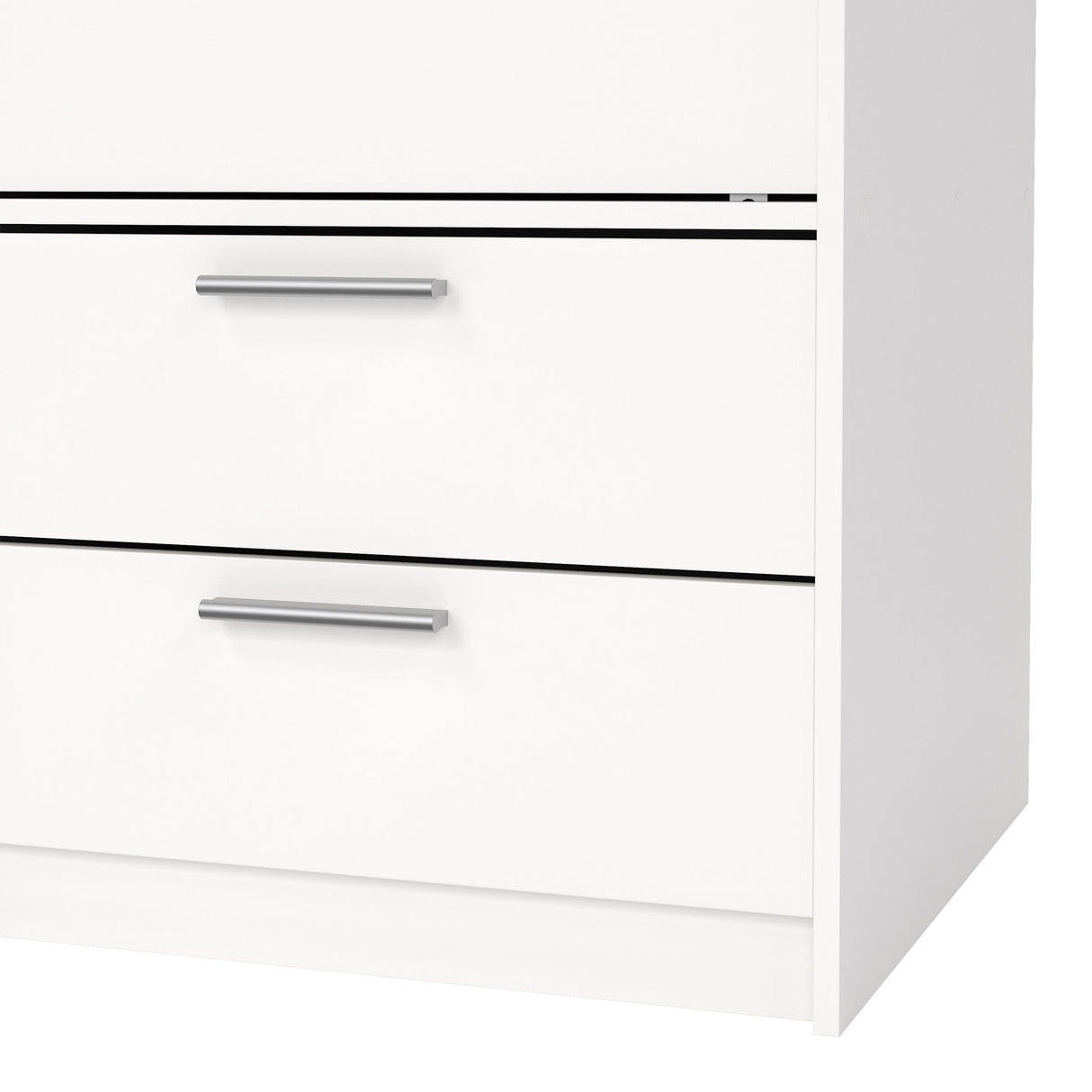 Wooden Wardrobe With 2 Sliding Doors And 4 Drawers - Line