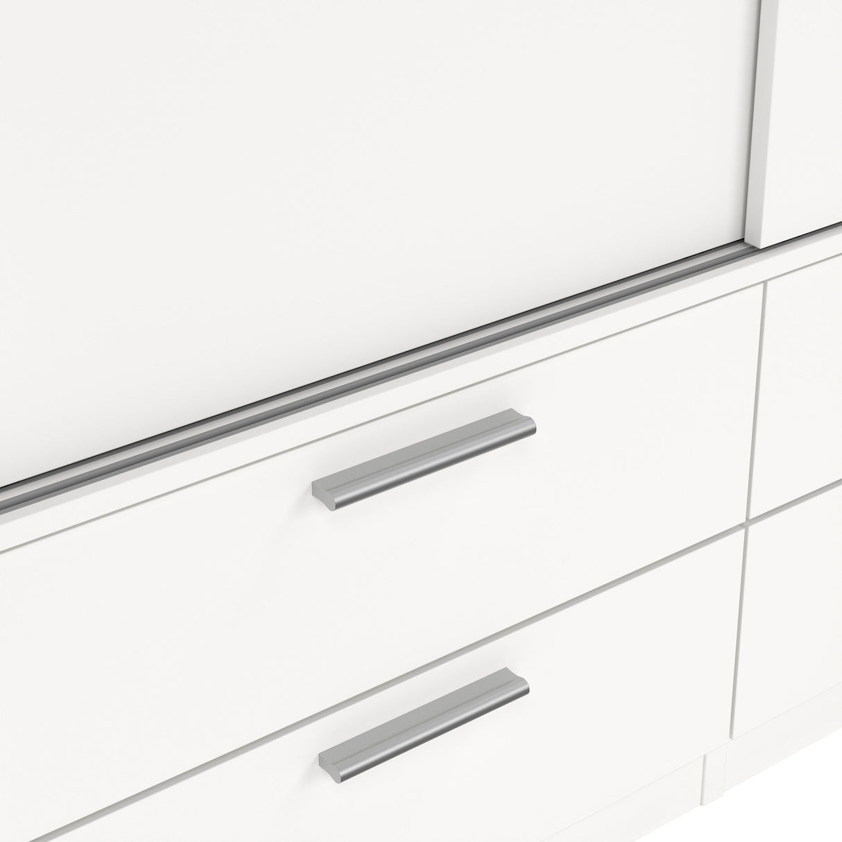Wooden Wardrobe With 2 Sliding Doors And 4 Drawers - Line