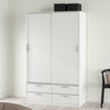Wooden Wardrobe With 2 Sliding Doors And 4 Drawers - Line