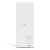 Wooden Wardrobe 200cm High With 2 Doors And 3 Drawers - Space