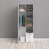 Wooden Wardrobe 200cm High With 2 Doors And 3 Drawers - Space