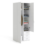 Wooden Wardrobe 200cm High With 2 Doors And 3 Drawers - Space