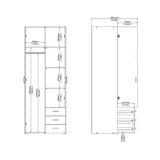 Wooden Wardrobe 200cm High With 2 Doors And 3 Drawers - Space