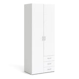 Wooden Wardrobe 200cm High With 2 Doors And 3 Drawers - Space