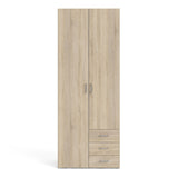 Wooden Wardrobe 200cm High With 2 Doors And 3 Drawers - Space