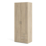 Wooden Wardrobe 200cm High With 2 Doors And 3 Drawers - Space