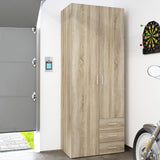 Wooden Wardrobe 200cm High With 2 Doors And 3 Drawers - Space