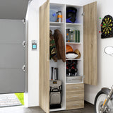 Wooden Wardrobe 200cm High With 2 Doors And 3 Drawers - Space