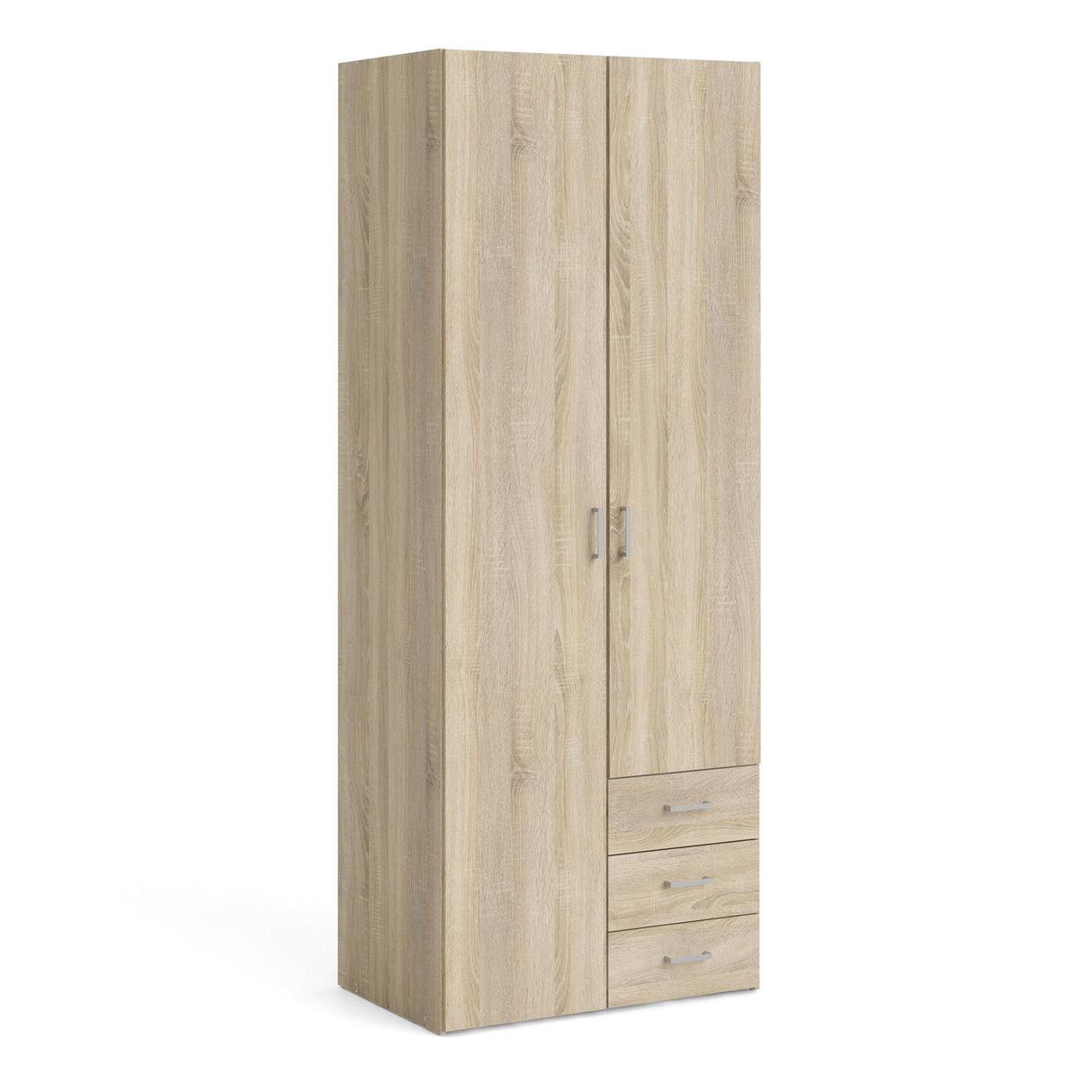 Wooden Wardrobe 200cm High With 2 Doors And 3 Drawers - Space