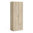 Wooden Wardrobe 200cm High With 2 Doors And 3 Drawers - Space