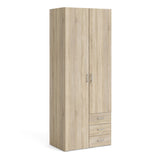 Wooden Wardrobe 200cm High With 2 Doors And 3 Drawers - Space