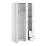 Wooden Wardrobe 200cm High With 3 Doors And 3 Drawers - Space