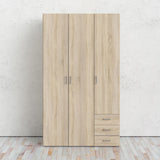 Wooden Wardrobe 200cm High With 3 Doors And 3 Drawers - Space