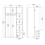 Wooden Wardrobe 200cm High With 3 Doors And 3 Drawers - Space