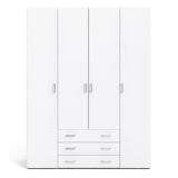 Wooden Wardrobe 200cm High With 4 Doors And 3 Drawers - Space