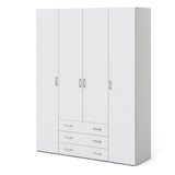 Wooden Wardrobe 200cm High With 4 Doors And 3 Drawers - Space