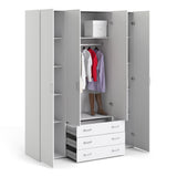 Wooden Wardrobe 200cm High With 4 Doors And 3 Drawers - Space