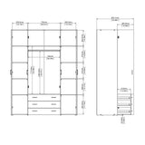 Wooden Wardrobe 200cm High With 4 Doors And 3 Drawers - Space