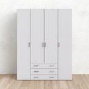 Wooden Wardrobe 200cm High With 4 Doors And 3 Drawers - Space