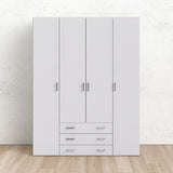 Wooden Wardrobe 200cm High With 4 Doors And 3 Drawers - Space