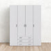 Wooden Wardrobe 200cm High With 4 Doors And 3 Drawers - Space