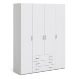 Wooden Wardrobe 200cm High With 4 Doors And 3 Drawers - Space