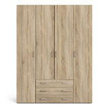 Wooden Wardrobe 200cm High With 4 Doors And 3 Drawers - Space
