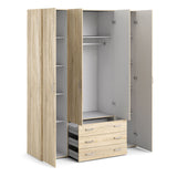 Wooden Wardrobe 200cm High With 4 Doors And 3 Drawers - Space