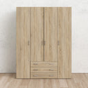 Wooden Wardrobe 200cm High With 4 Doors And 3 Drawers - Space