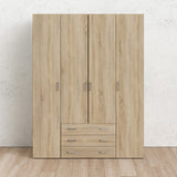Wooden Wardrobe 200cm High With 4 Doors And 3 Drawers - Space