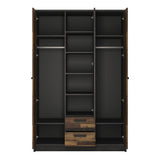 Wooden Wardrobe With 3 Doors And 2 Drawers - Brooklyn