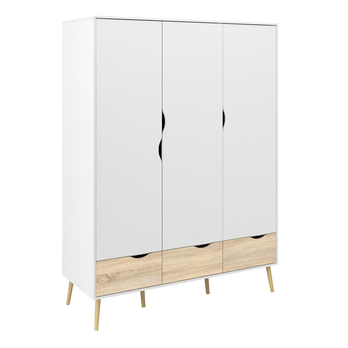 Wooden Wardrobe With 3 Doors And 3 Drawers - Oslo