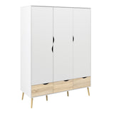 Wooden Wardrobe With 3 Doors And 3 Drawers - Oslo