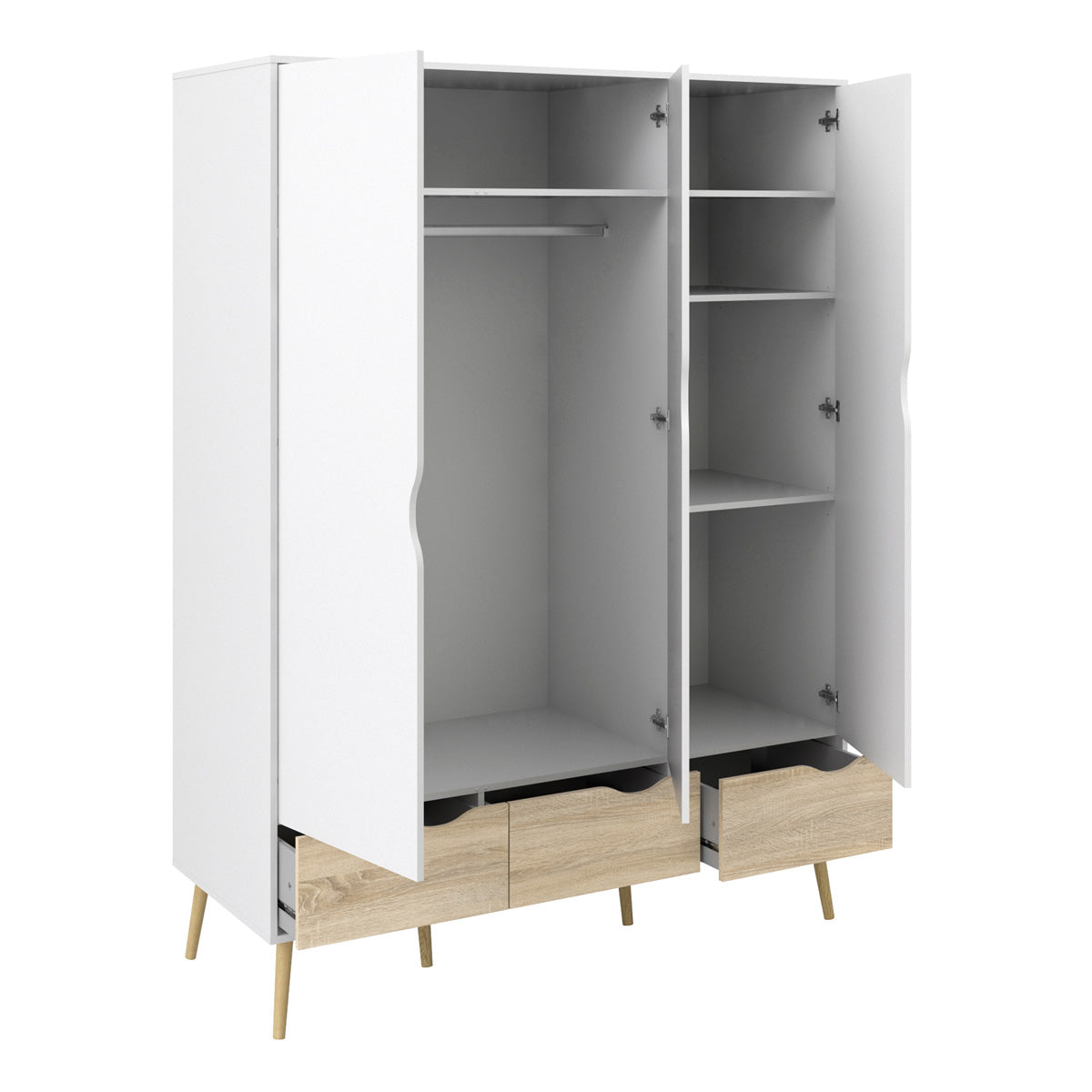 Wooden Wardrobe With 3 Doors And 3 Drawers - Oslo