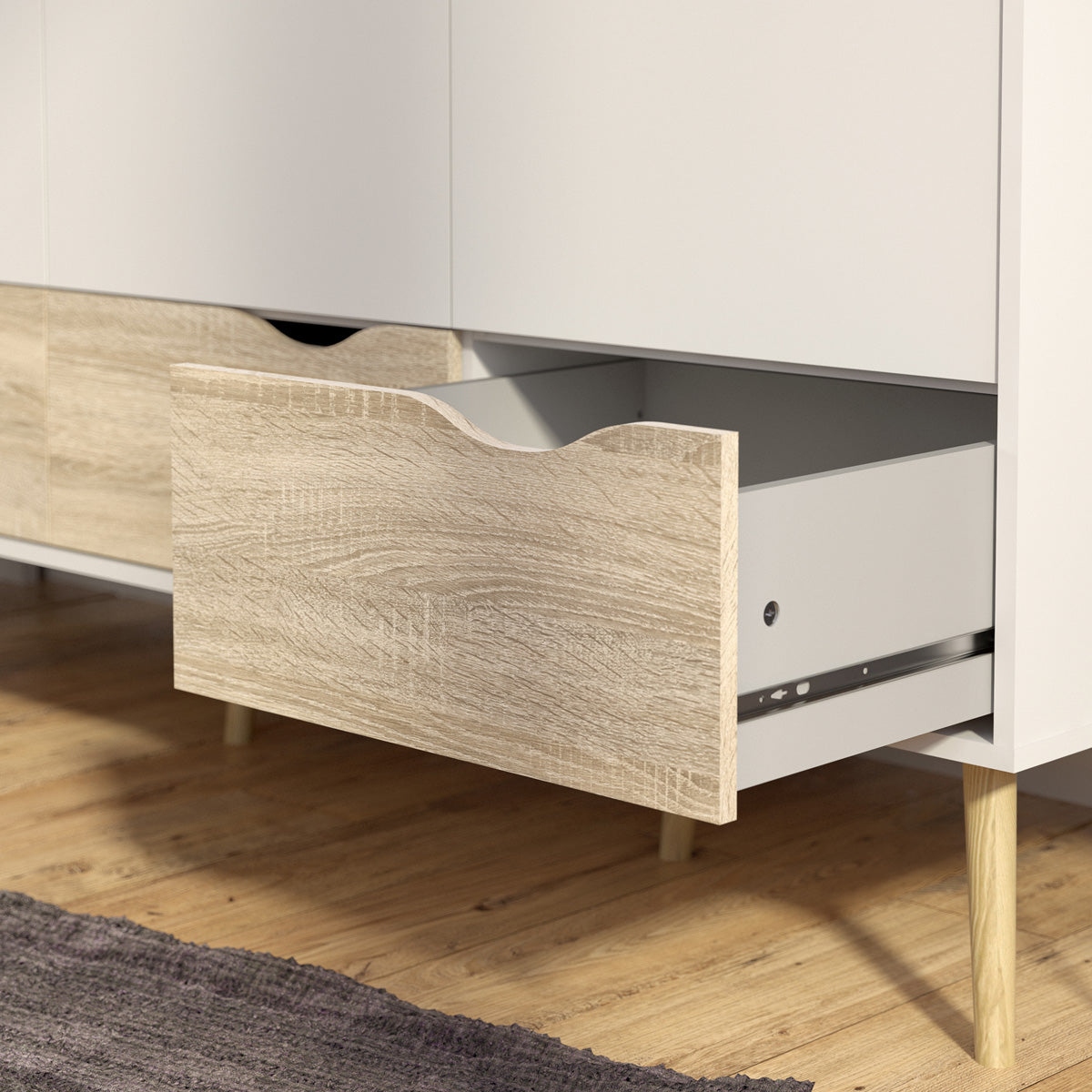 Wooden Wardrobe With 3 Doors And 3 Drawers - Oslo