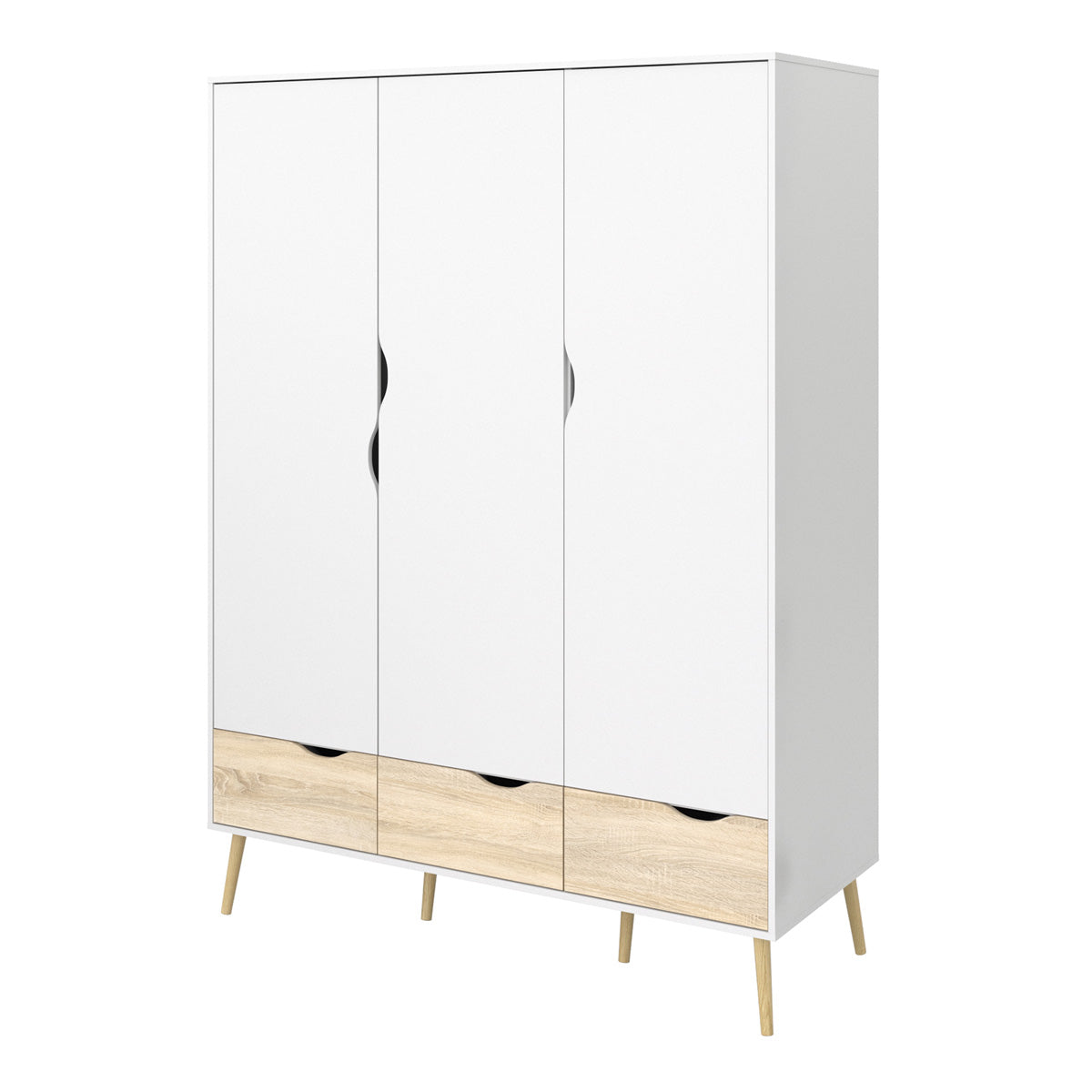 Wooden Wardrobe With 3 Doors And 3 Drawers - Oslo