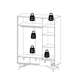 Wooden Wardrobe With 3 Doors And 3 Drawers - Ry