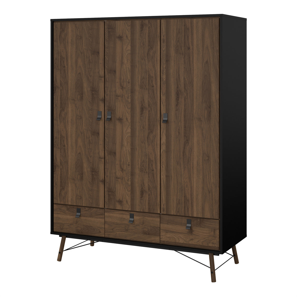 Wooden Wardrobe With 3 Doors And 3 Drawers - Ry