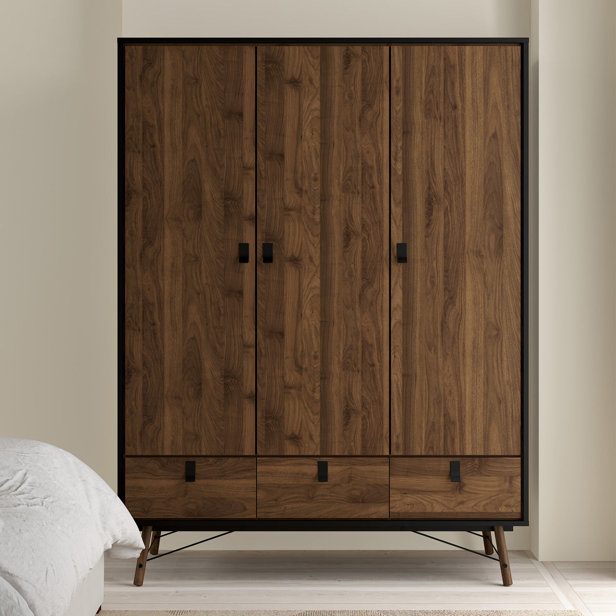 Wooden Wardrobe With 3 Doors And 3 Drawers - Ry