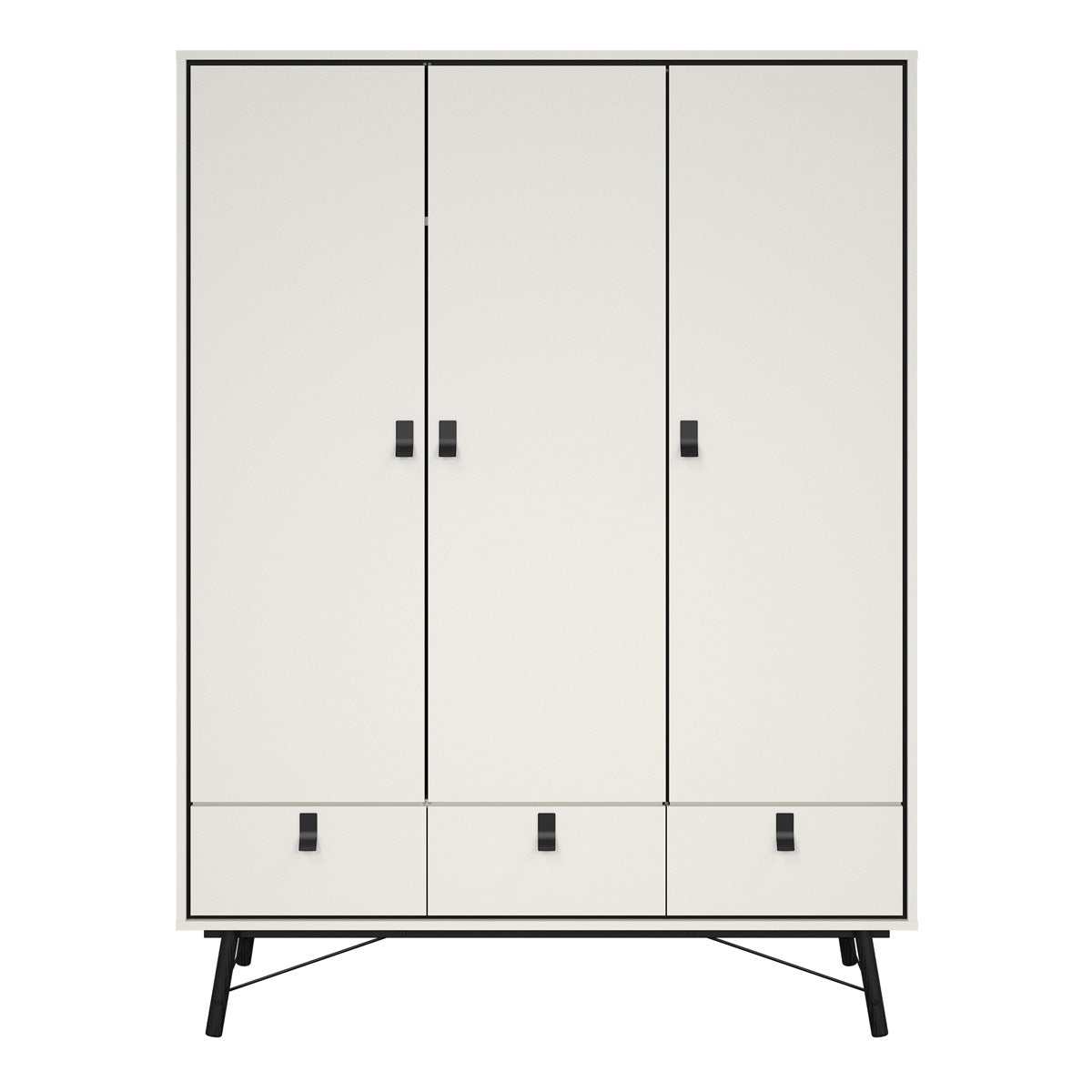 Wooden Wardrobe With 3 Doors And 3 Drawers - Ry