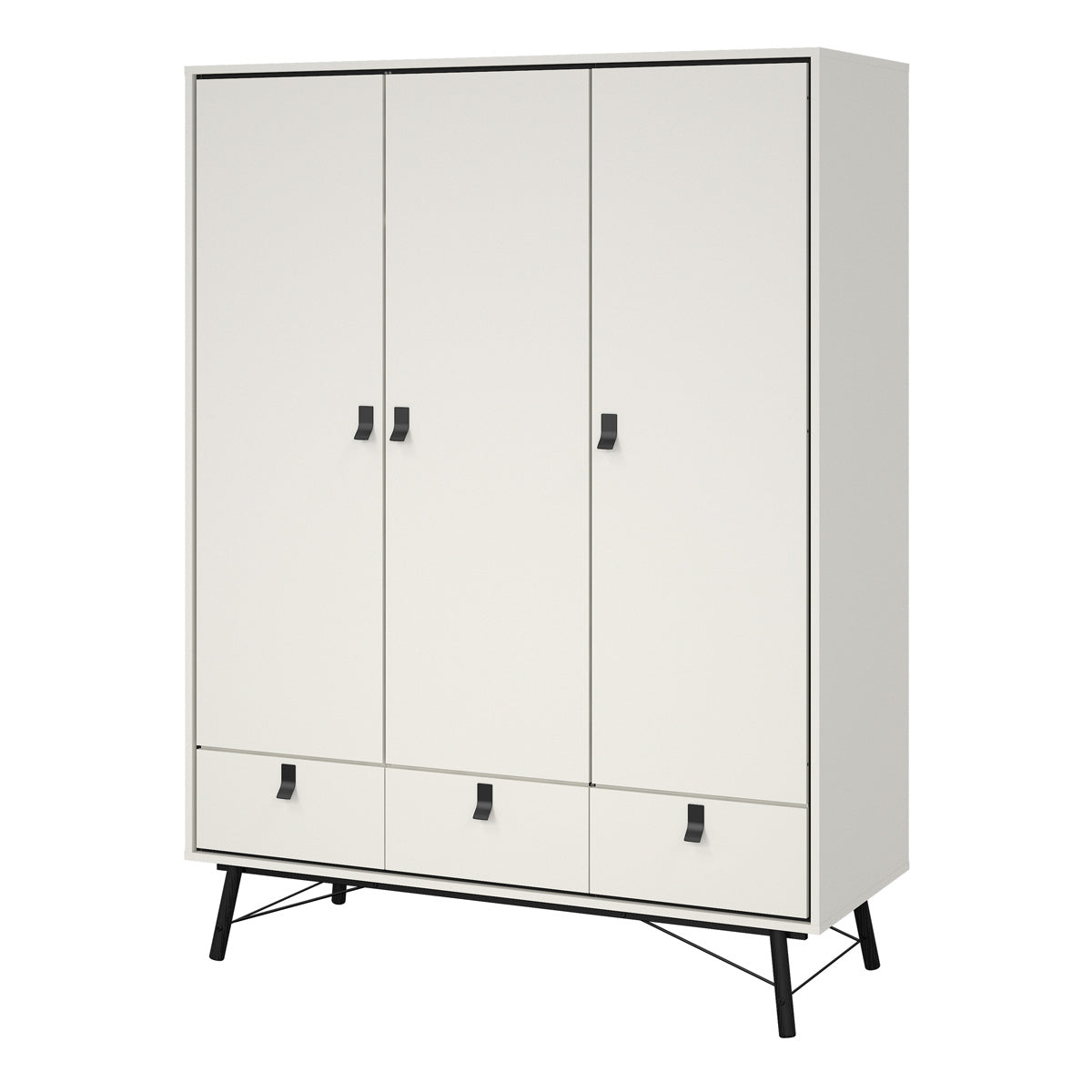 Wooden Wardrobe With 3 Doors And 3 Drawers - Ry
